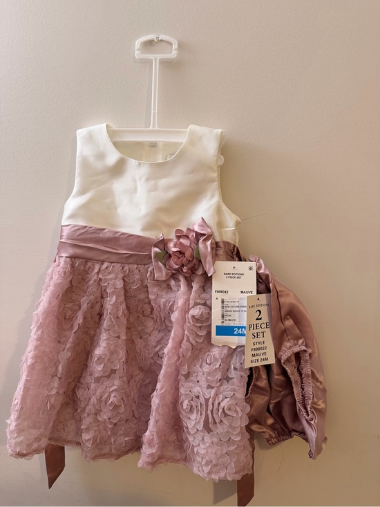 Rare Editions Other - NWT 24 months Rare Editions White and Mauve Floral Lace Party Dress with Sash